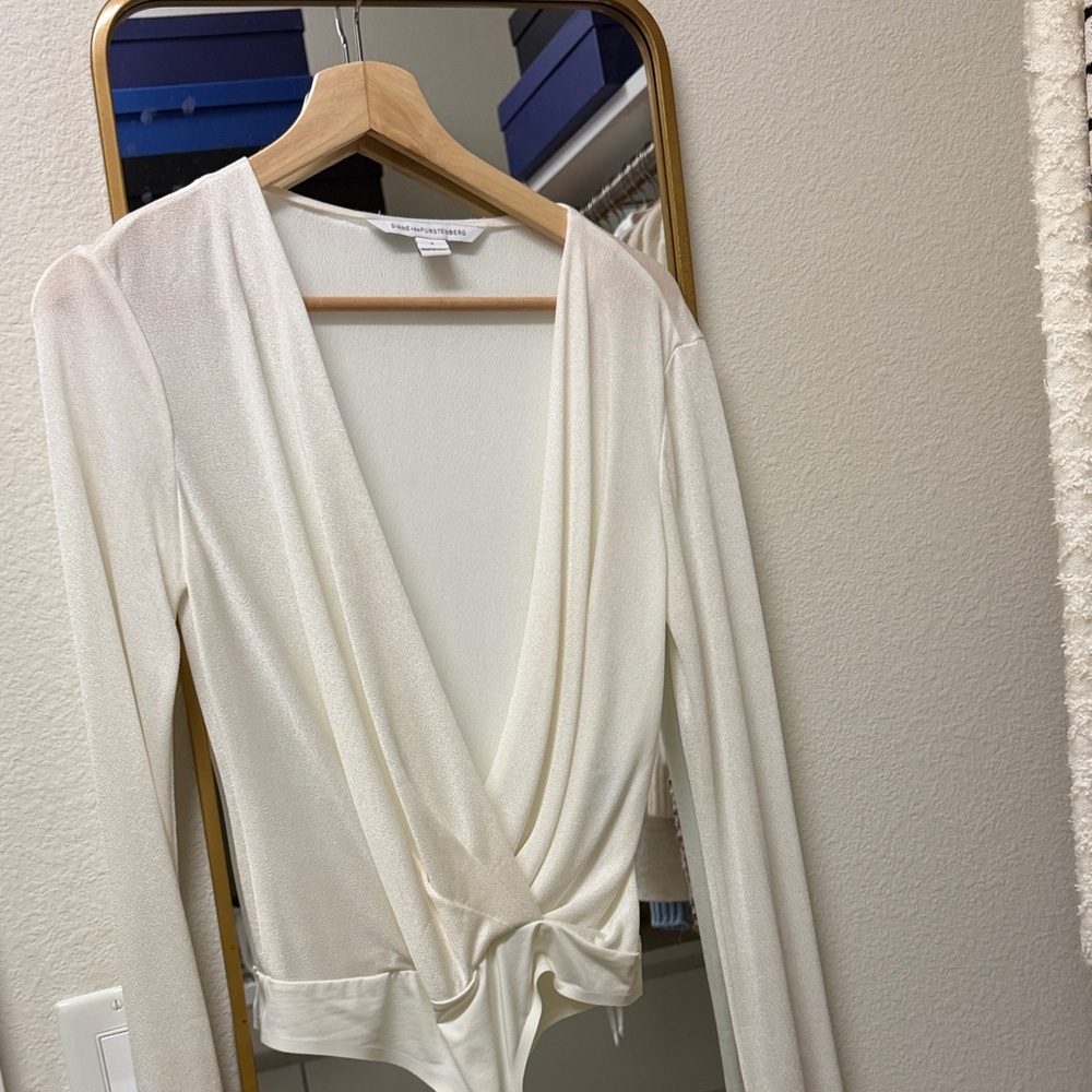 Diane Von Furstenberg Cream Wrap Blouse